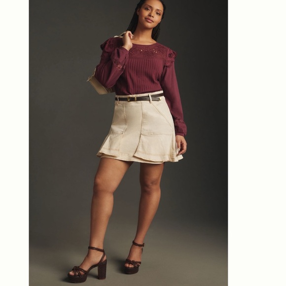 NWT Tiny Long-Sleeve Crescent Ruffled Lace Top M - Picture 5 of 11